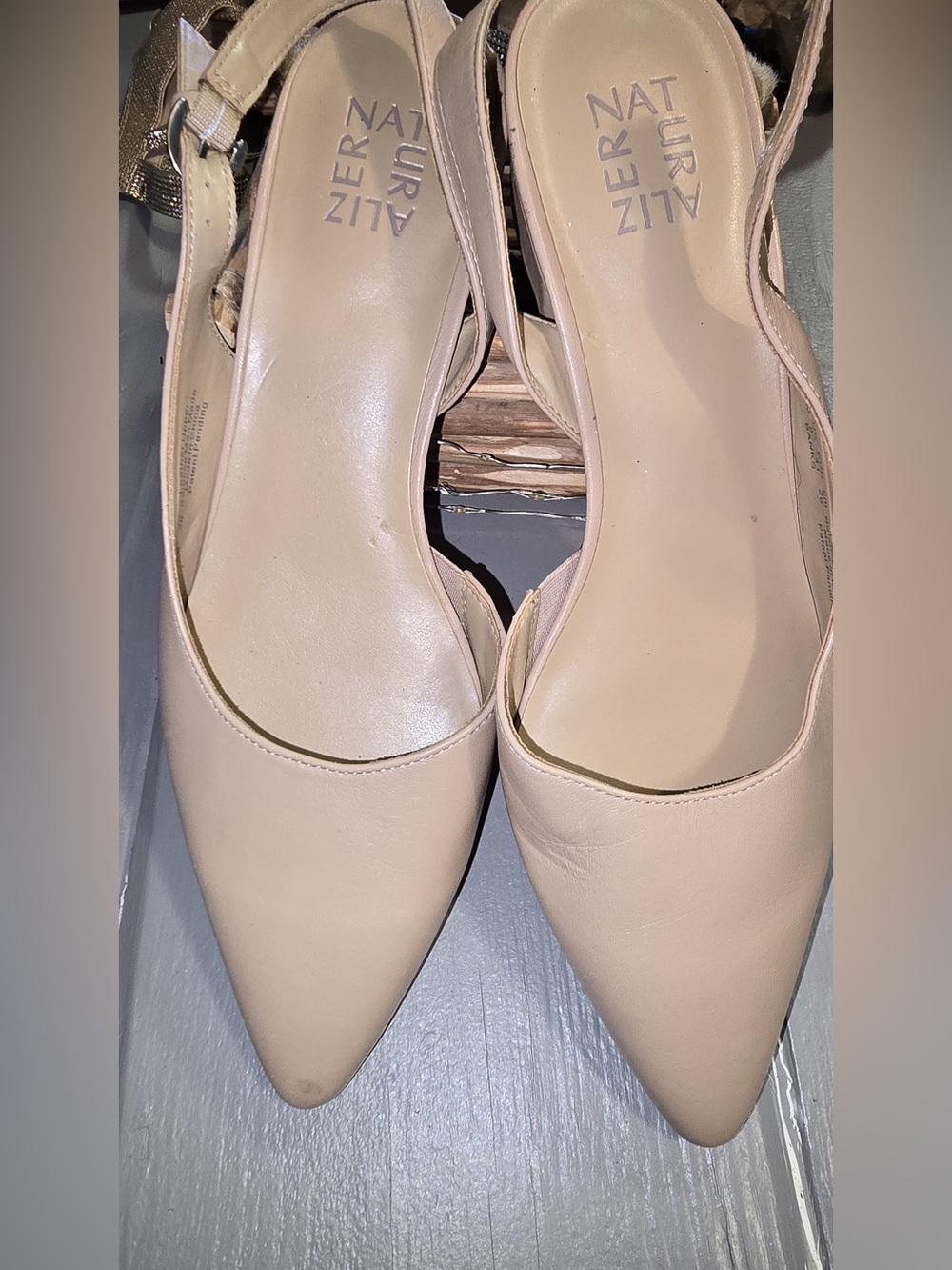 Naturalizer Beige Pointed-Toe Slingback Heels